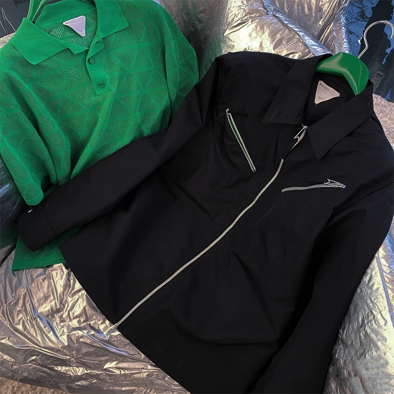 【现货】BV风独家巧克力黑尼龙绿口袋工装休闲宽松拉链夹克外套