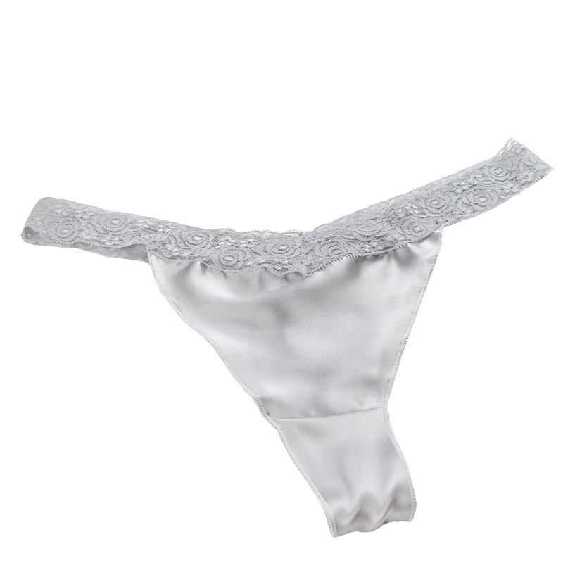 蕾丝情结腰部弹力女士真丝丁字裤松紧100桑蚕平角裤