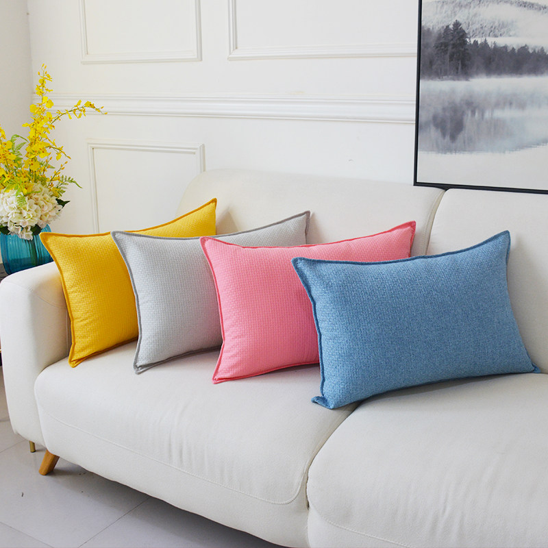 纯色简约抱枕沙发靠背现代客厅大腰长条靠垫靠垫
