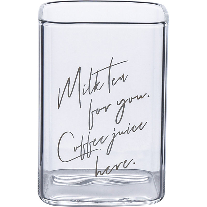 茶杯舍里ins北欧英文耐热玻璃杯方形水杯牛奶玻璃杯