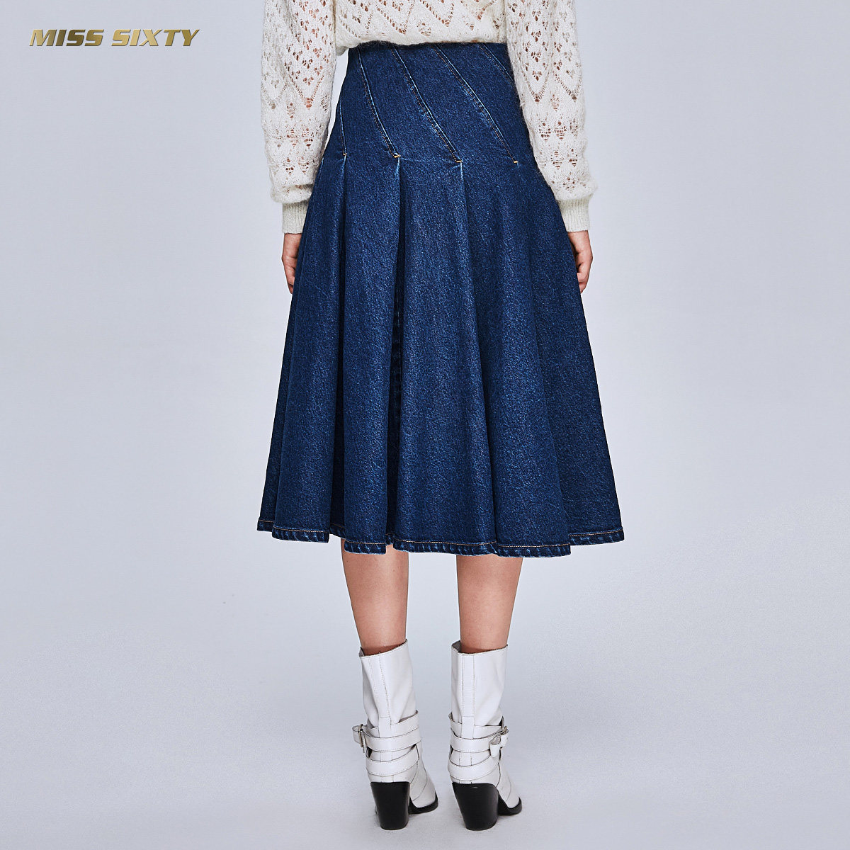 misssixty中长款显百搭裙子高腰牛仔半身裙女半身裙