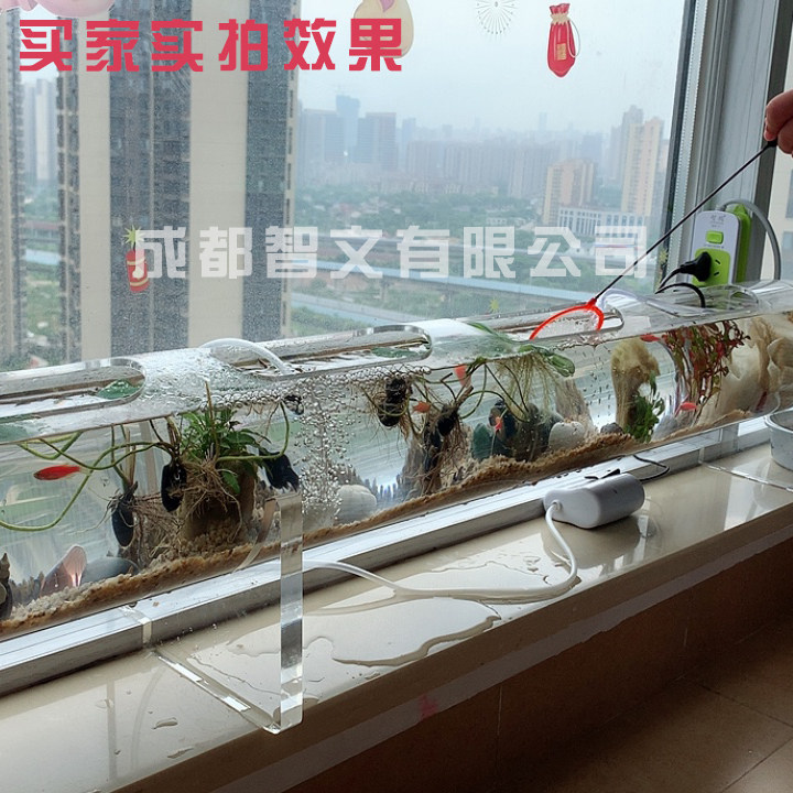 鱼缸亚克力网红管道家用造景客厅落地迷你小型桌面缸
