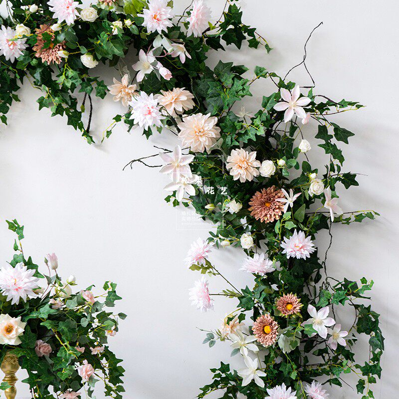 仿真花墙背景墙装饰玫瑰绢花假花网红婚礼室内婚庆绢花