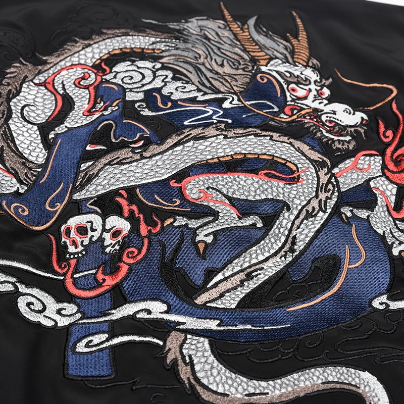 wookong悟空春季新款小白龙刺绣棒球服中国风夹克男士女外套潮牌