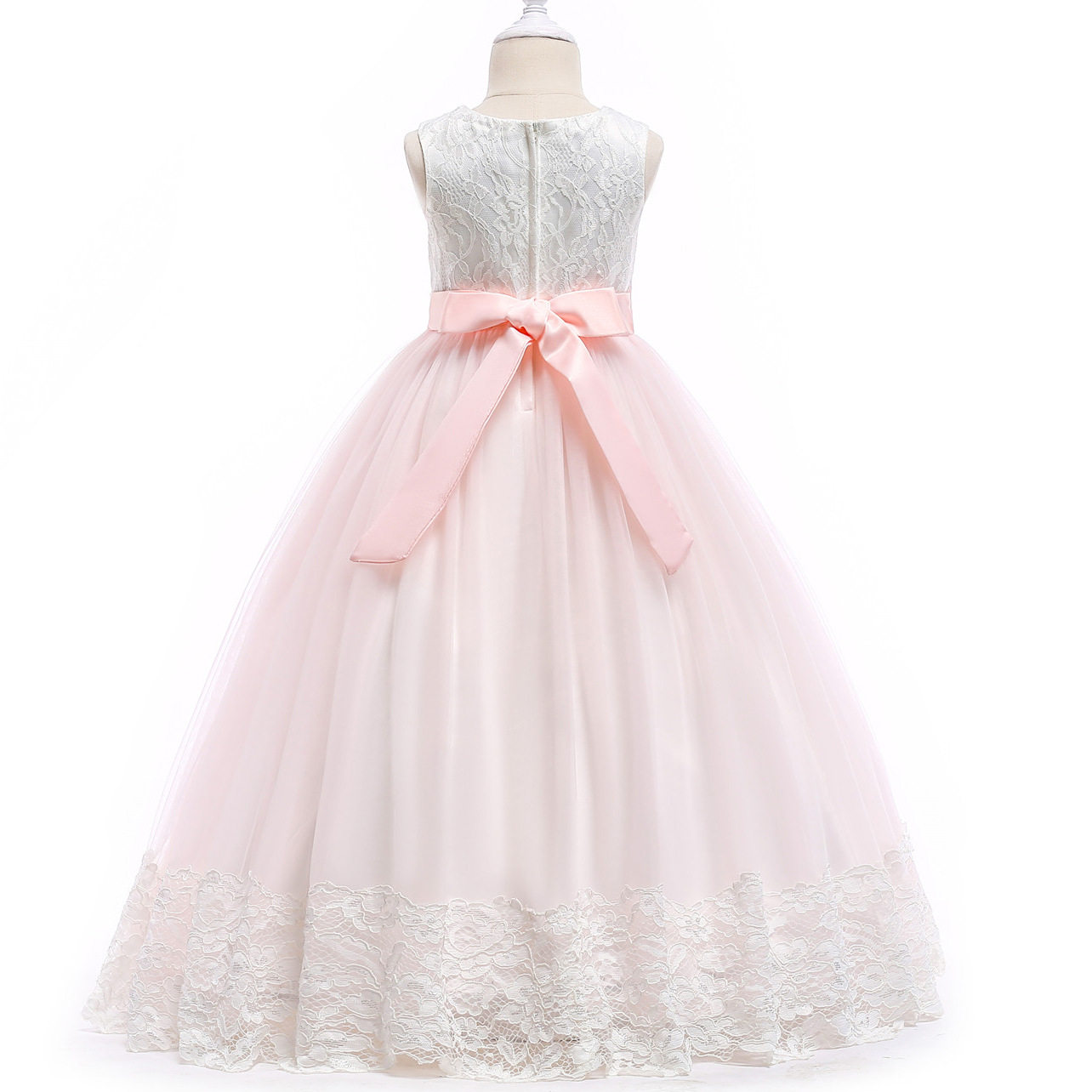 女童连衣裙纱裙白色公主儿童生日舞蹈演出长款连衣裙