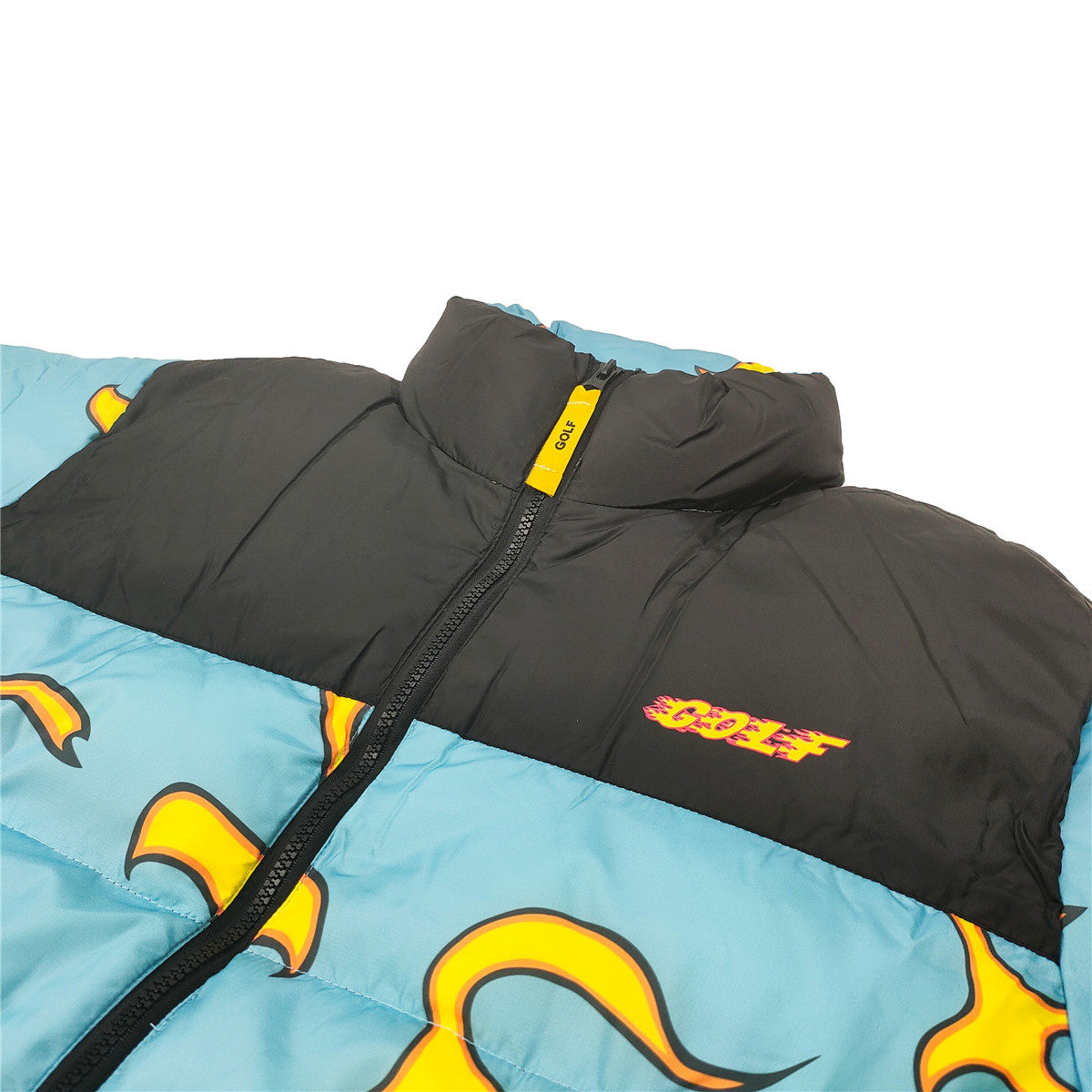 golfwang蓝色火焰羽绒棉服男女情侣秋冬棉衣棉衣