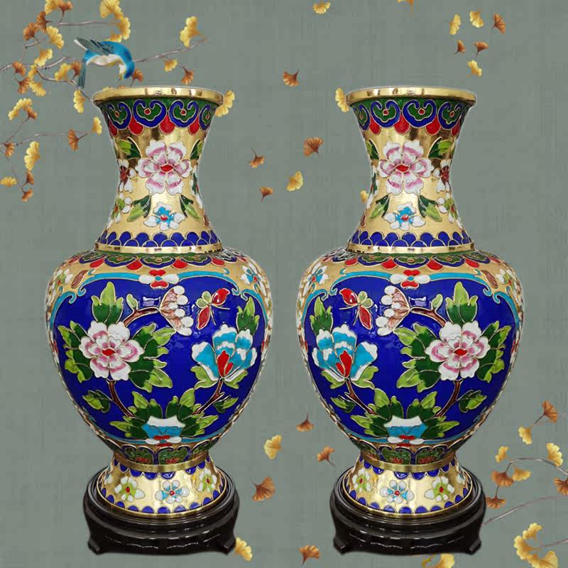 北京景泰蓝花瓶金地铜胎掐丝珐琅摆件特色手工艺品景泰蓝