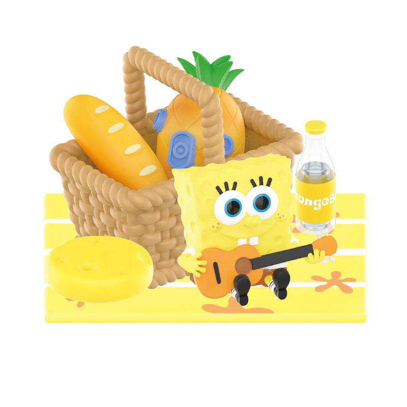 popmart泡泡玛特海绵宝宝野餐派对系列手办道具潮流创意潮玩盲盒