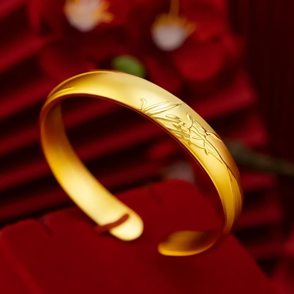 黄金手镯女款手环9999足金手饰新款开口镯子手镯