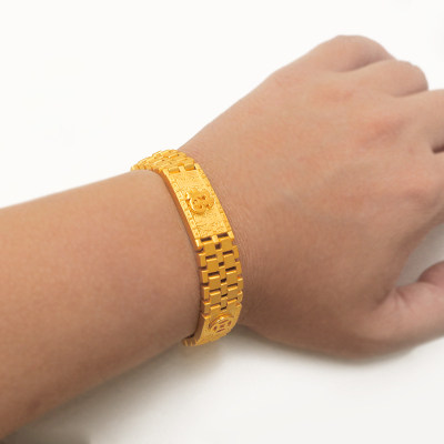 手链黄金铜钱百福镀金黄铜金手链腕表纳福表链手链