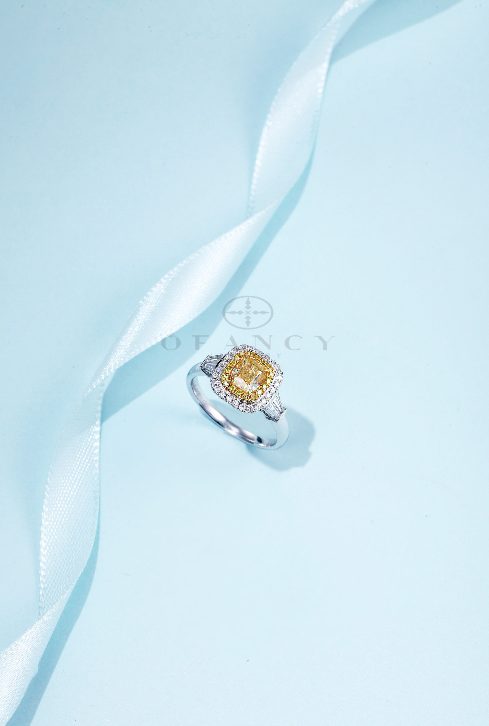 凡希彩钻gia中彩1克拉黄钻钻石支持定制戒指手饰