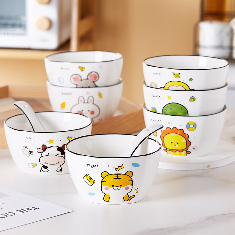 卡通米饭饭碗创意创意家家用陶瓷可爱早餐吃饭碗