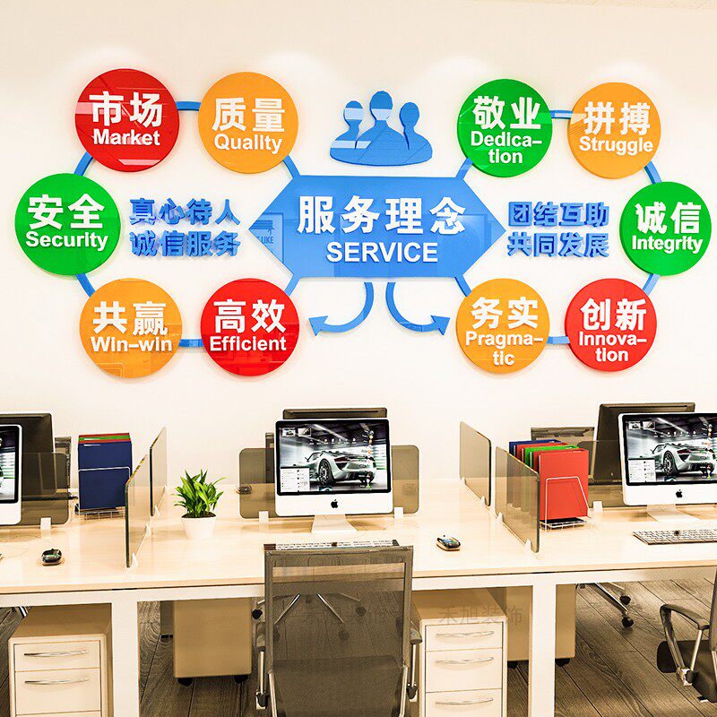 公司励志墙贴3d立体企业文化墙设计会议室激励文字标语办公室装饰