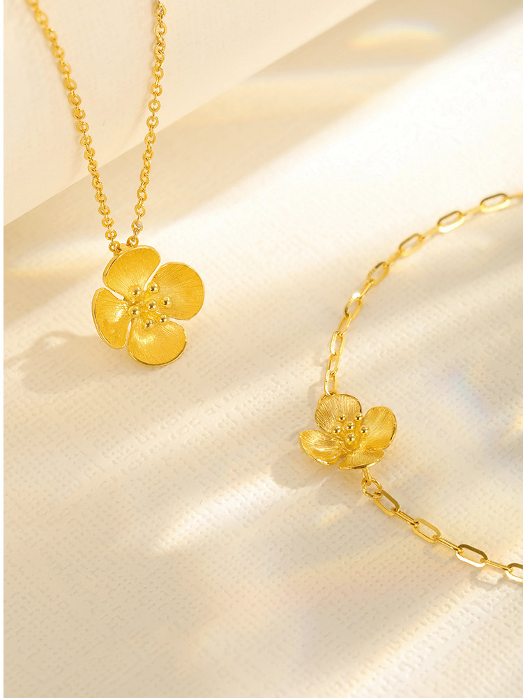 手链千叶珠宝5g黄金桂花足金手饰结婚送礼母亲节手饰