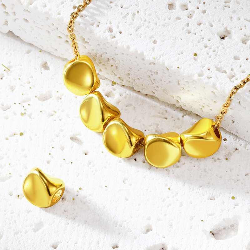 千叶珠宝足金黄金吊坠金豆豆豆豆颈饰礼物预售20天颈饰