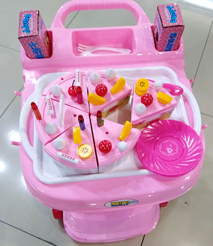 蛋糕冬己手推车52件套装diy生日蛋糕仿真真切推车过家家玩具