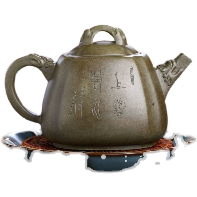 紫砂壶原矿毫升宜兴宜兴紫砂手工龙背青四方抽角壶泡茶茶壶
