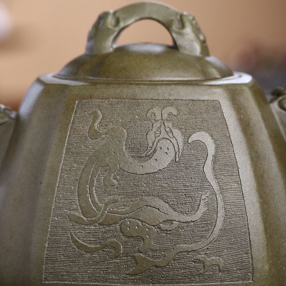紫砂壶原矿毫升宜兴宜兴紫砂手工龙背青四方抽角壶泡茶茶壶