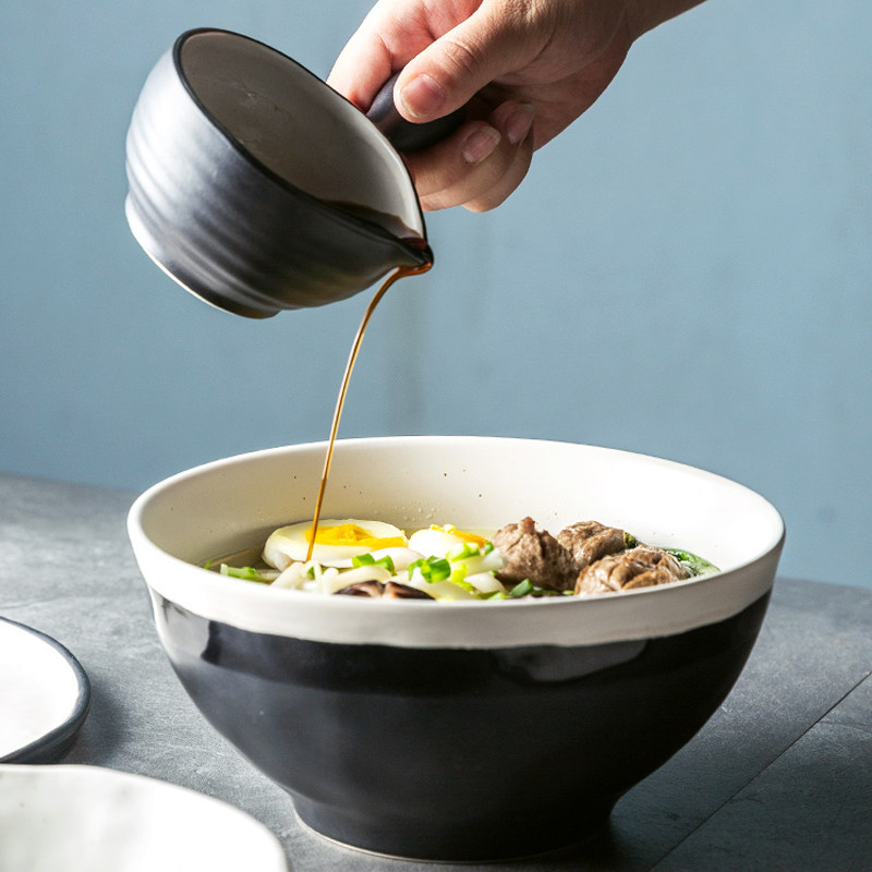 lototo墨白日式ins家用复古大号陶瓷小碗大碗饭碗汤碗泡面碗餐具