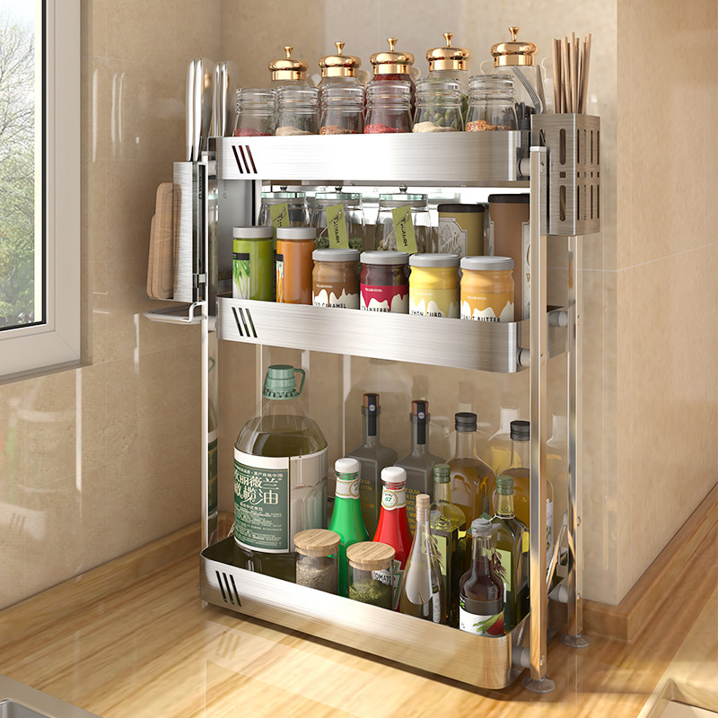 不锈钢厨房置物架壁挂式调味调味料料架油盐酱醋用品家用厨房置物架