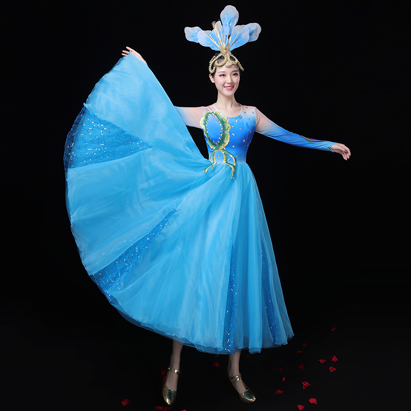 大气开场舞大摆裙女成人演出服裙子祝福祖国大型舞蹈现代舞台长裙