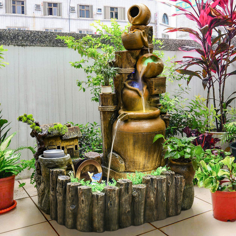 中式流水景观假山叠水瀑布客厅庭院办公办公室摆件