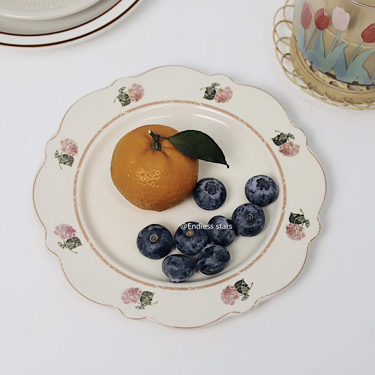 es玫瑰花婚庆蛋糕餐盘陶瓷花边玫瑰田园美式盘