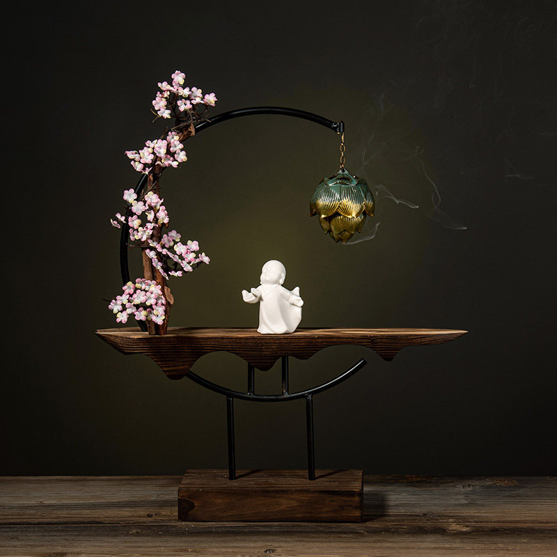 倒流流香摆件中式玄关客厅办公室家居家居装饰装饰品香薰炉