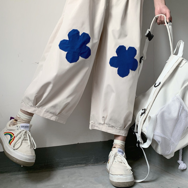 小雏菊裤子女潮ins宽松高腰直筒显瘦百搭学生垂感休闲灯笼阔腿裤