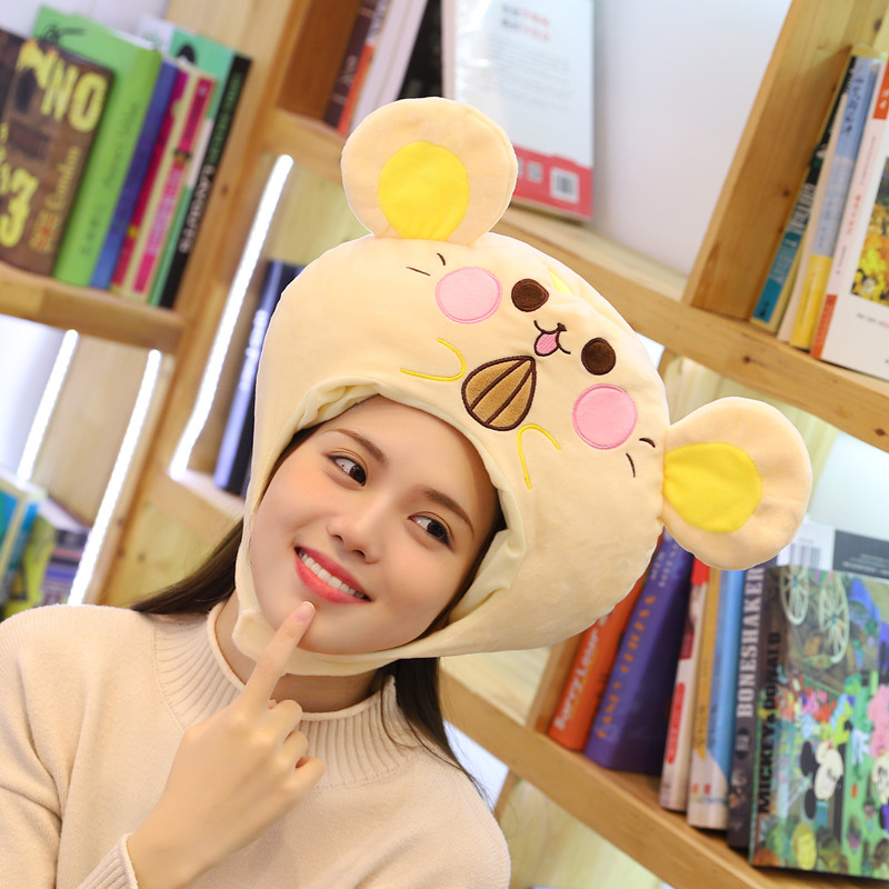 搞怪丑萌可爱老鼠帽子瓜子仓鼠头套少女拍照帽子
