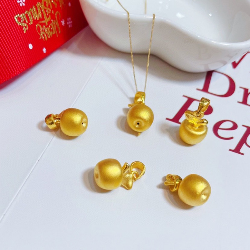3d硬金黄金苹果吊坠女款999足金小苹果项链挂坠纯黄金