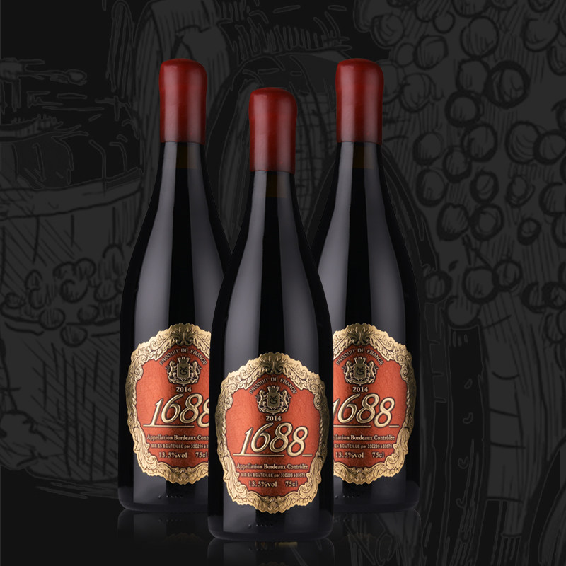 正品皇爵1688干红葡萄酒法国原瓶进口红酒整箱6支扫码价高1680元