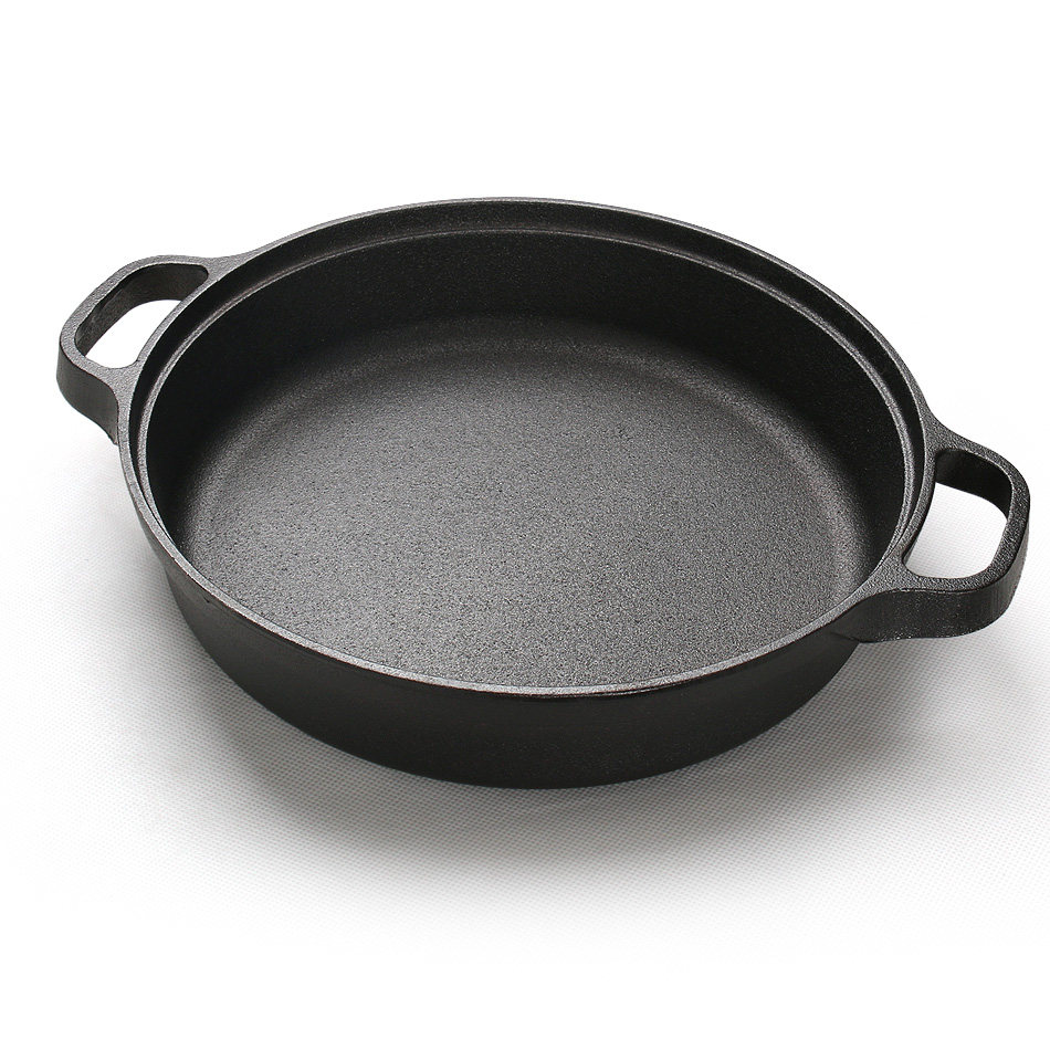 多福铸铁平底煎锅28cm涂层不粘锅加厚生铁烙饼煎锅