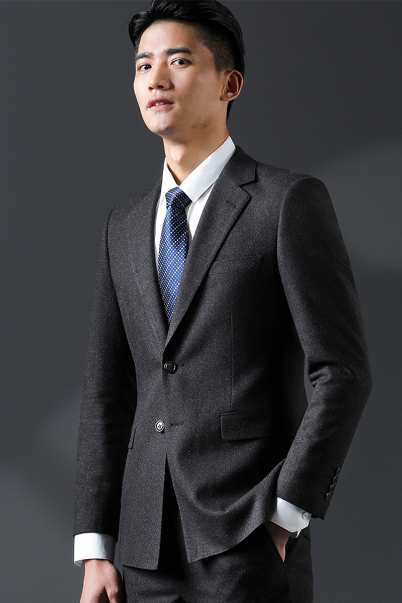 西装西服结婚礼结婚新郎黑色件套两件羊毛休闲西服套装