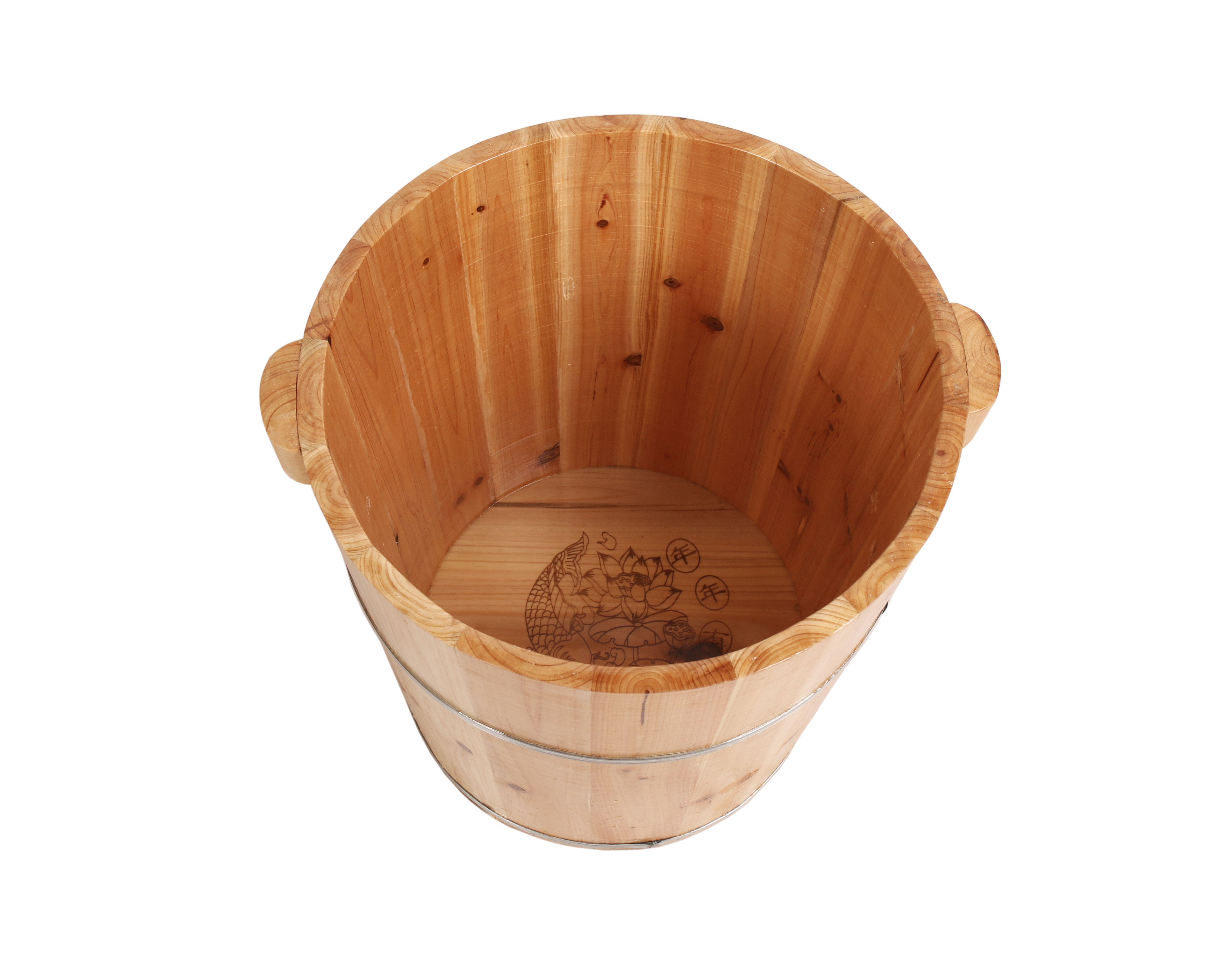 藏奥生泡脚木桶40cm高实木带盖足三里足浴桶家用养生熏蒸木桶小腿