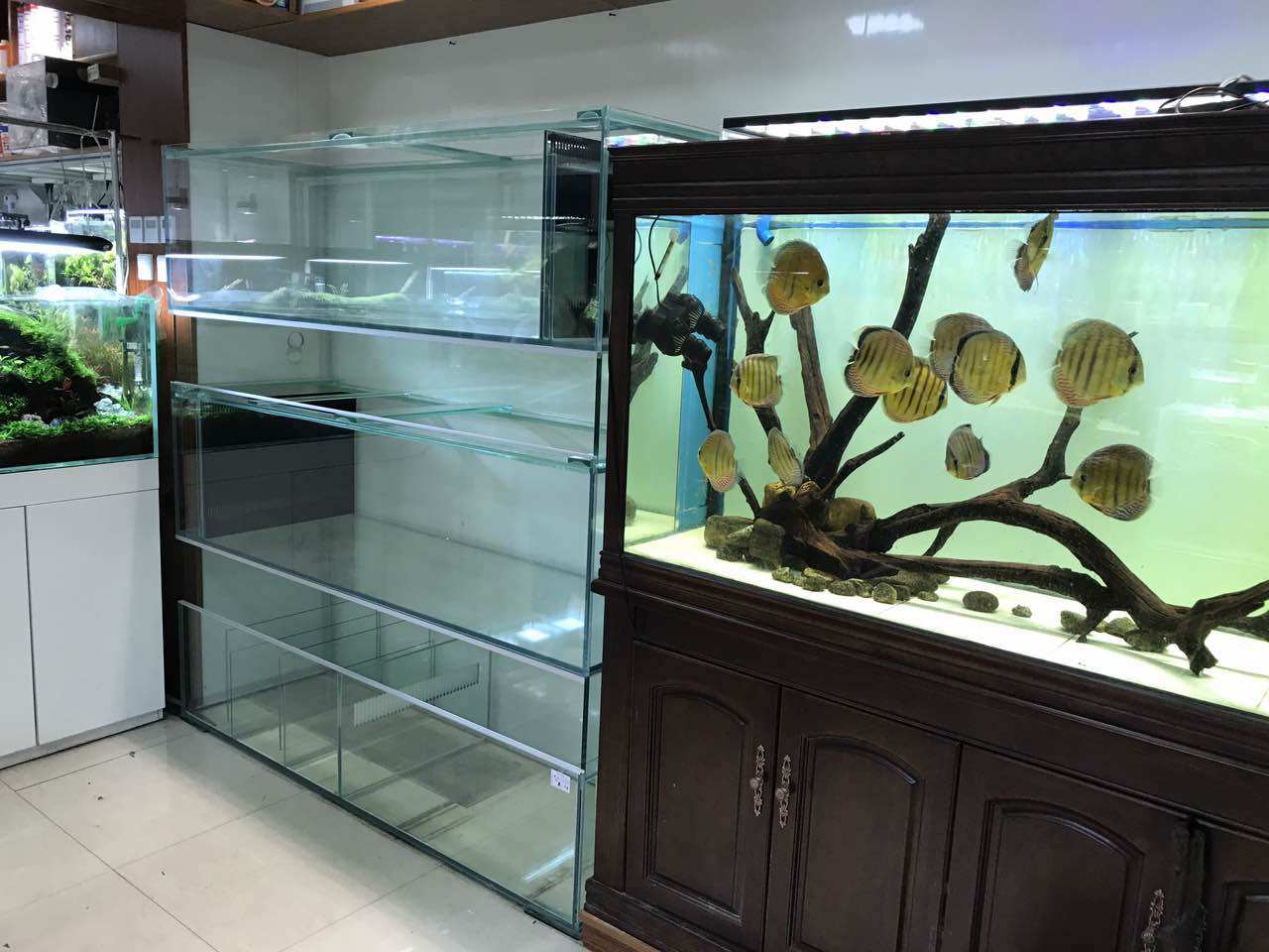 组缸鱼缸米熊多层串缸组铝合金底柜叠缸定做定制鱼缸