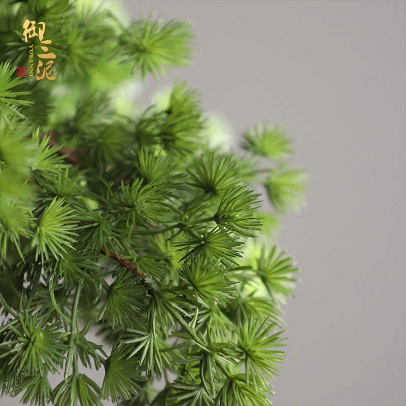 客厅盆景仿真迎客松松树罗汉松禅意插花大型树枝花卉新中式装饰品