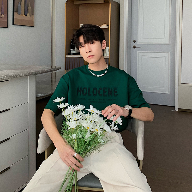 Hualun夏天抗皱不起球短袖男纯棉情侣衫潮牌潮流宽松圆领半袖T恤