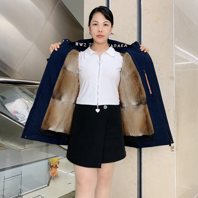 2022男款派克服冬貂毛青根貂可拆卸内胆兔毛立领短款加厚皮草外套