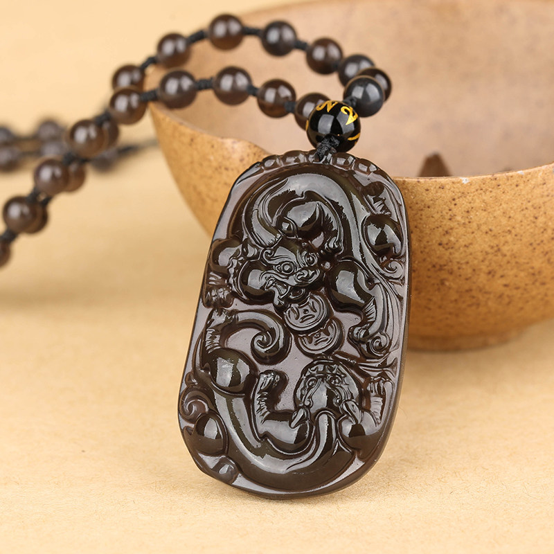 天然金曜石貔貅吊坠招财彩曜石皮休男女款饰品太岁项坠