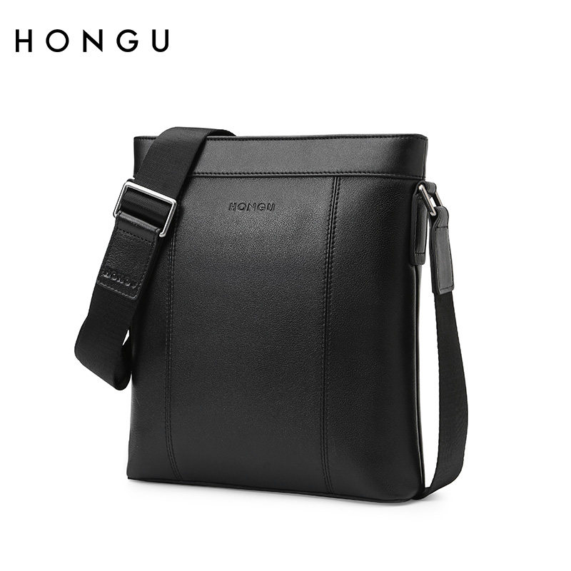 休闲斜挎包软皮 潮流男士 hongu 单肩包正品 红谷包包男头层牛皮时尚