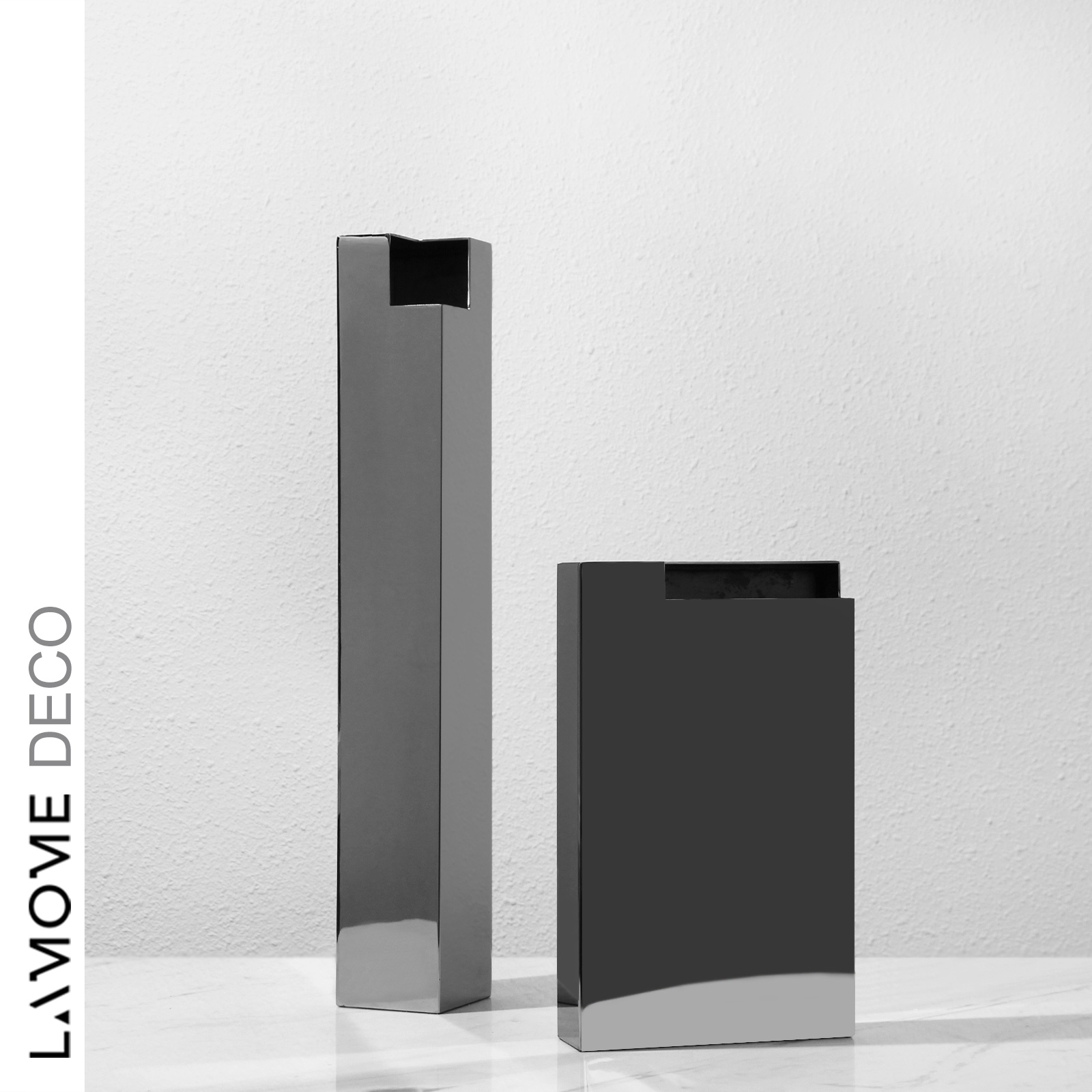 极简电镀金属银色镜面几何摆件高级皮质蛇纹摆件