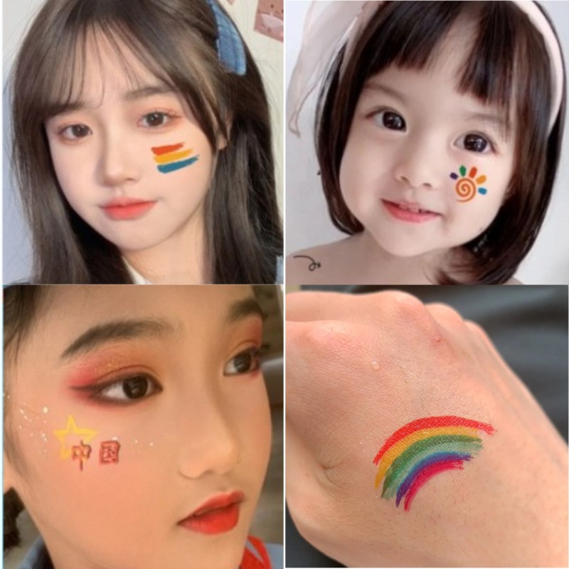 纹身迷彩足球脸贴运动会加油口号国旗彩虹儿童其他贴饰