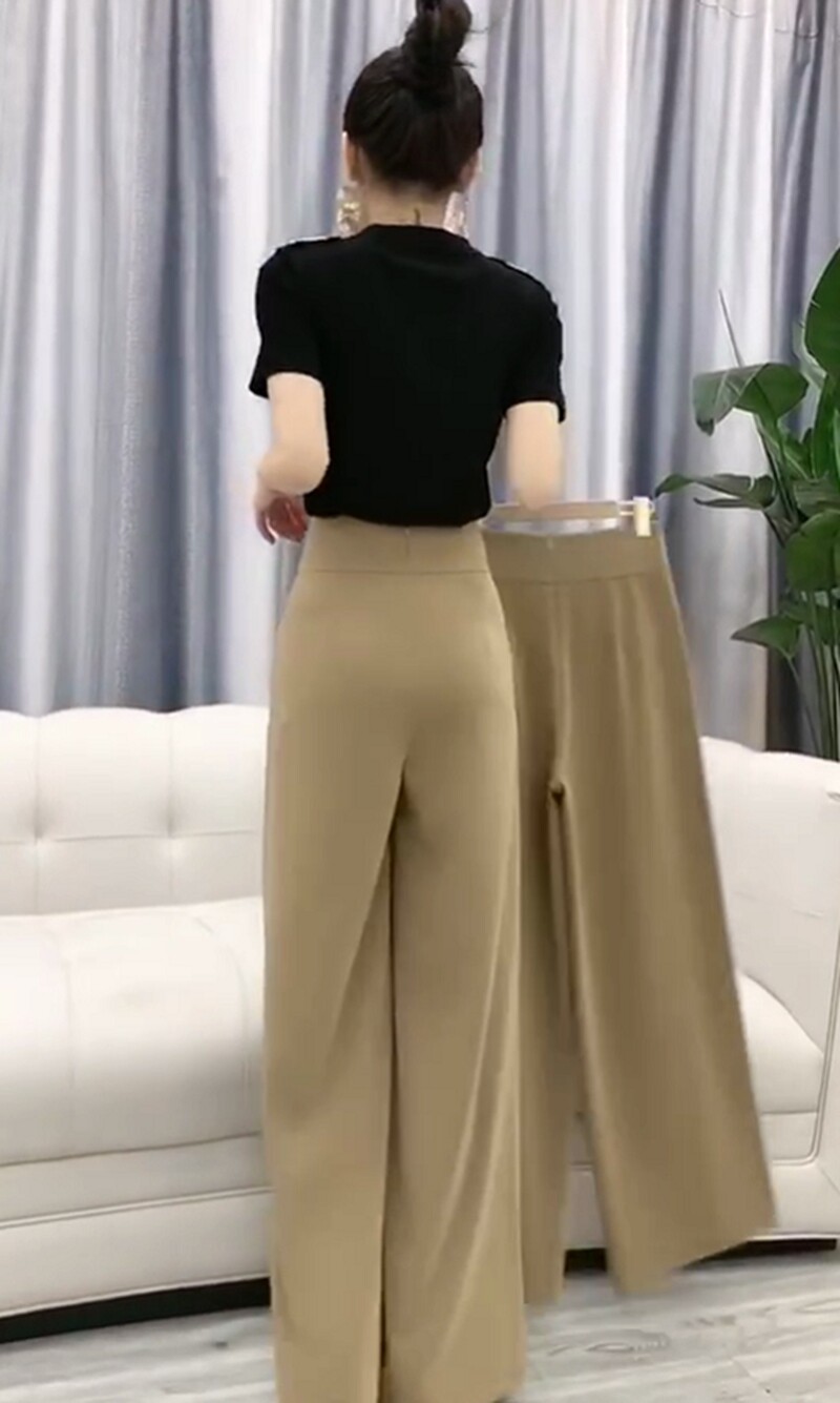 网红同款春夏新款收腰阔腿裤女时尚名媛气质长裤百搭时髦休闲裤子