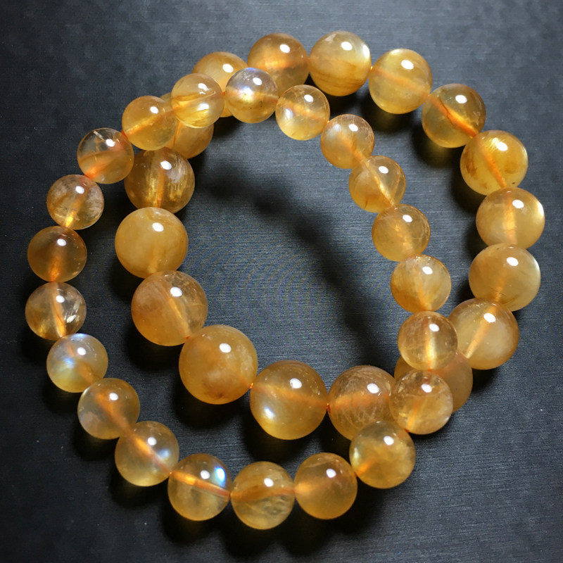 天然芬达黄色安德森手链西藏长石太阳石手串日光石水晶饰品宝石女
