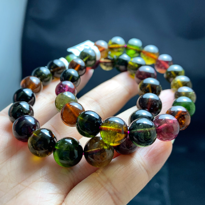 天然老矿巴西黑玫瑰碧玺手链美人旺夫水晶饰品礼物手链