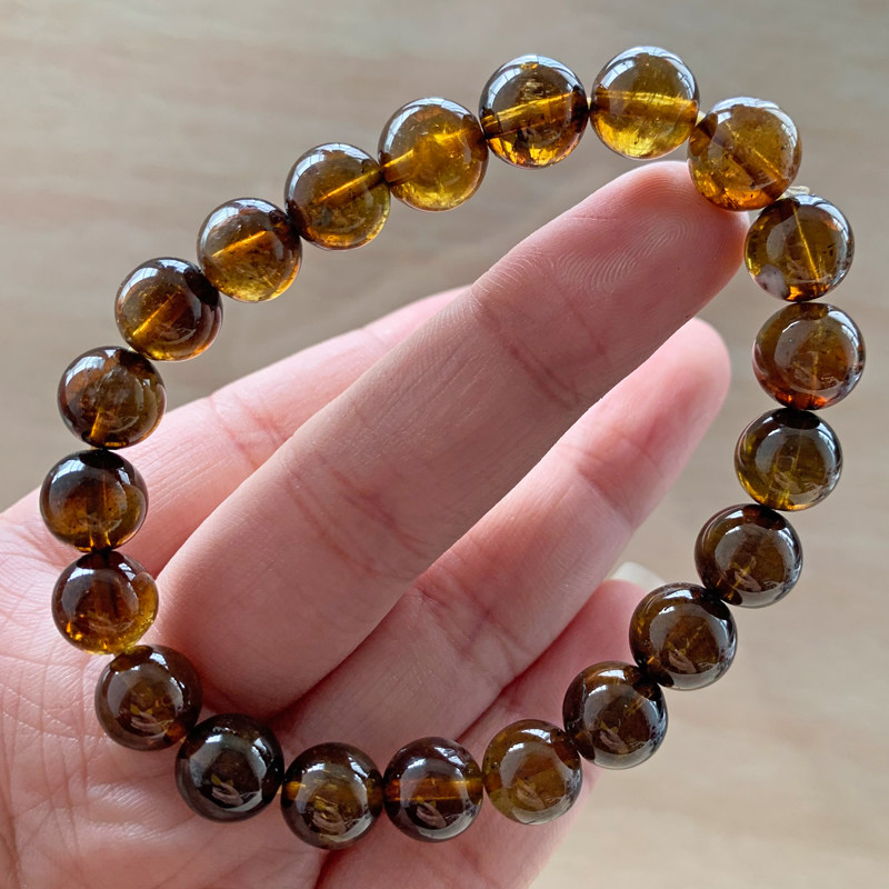 碧玺手链老矿巴西黄碧玺天然黄色旺夫石助事业手链