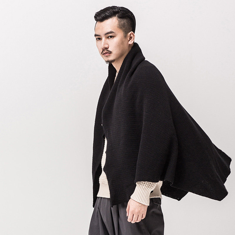 有鲤斗篷外套冬季男士复古宽松披风披肩大风风衣