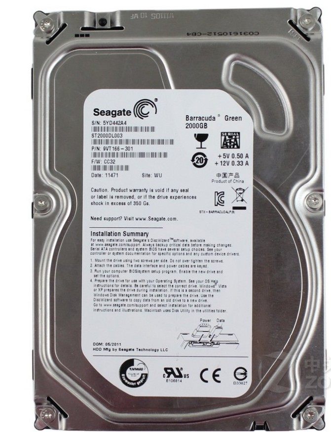 硬盘seagate希捷st2000dm0012tb台式机电脑2t机械2tb机械硬盘
