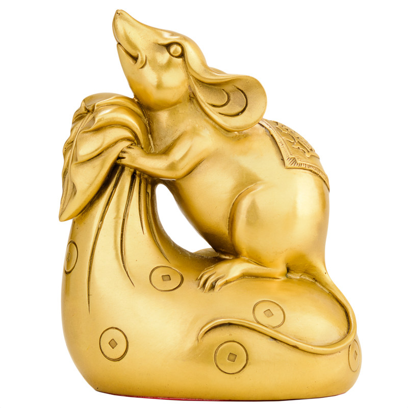 百纳源 老鼠摆件纯铜黄金袋鼠生肖鼠小老鼠生日礼物装饰品工艺品